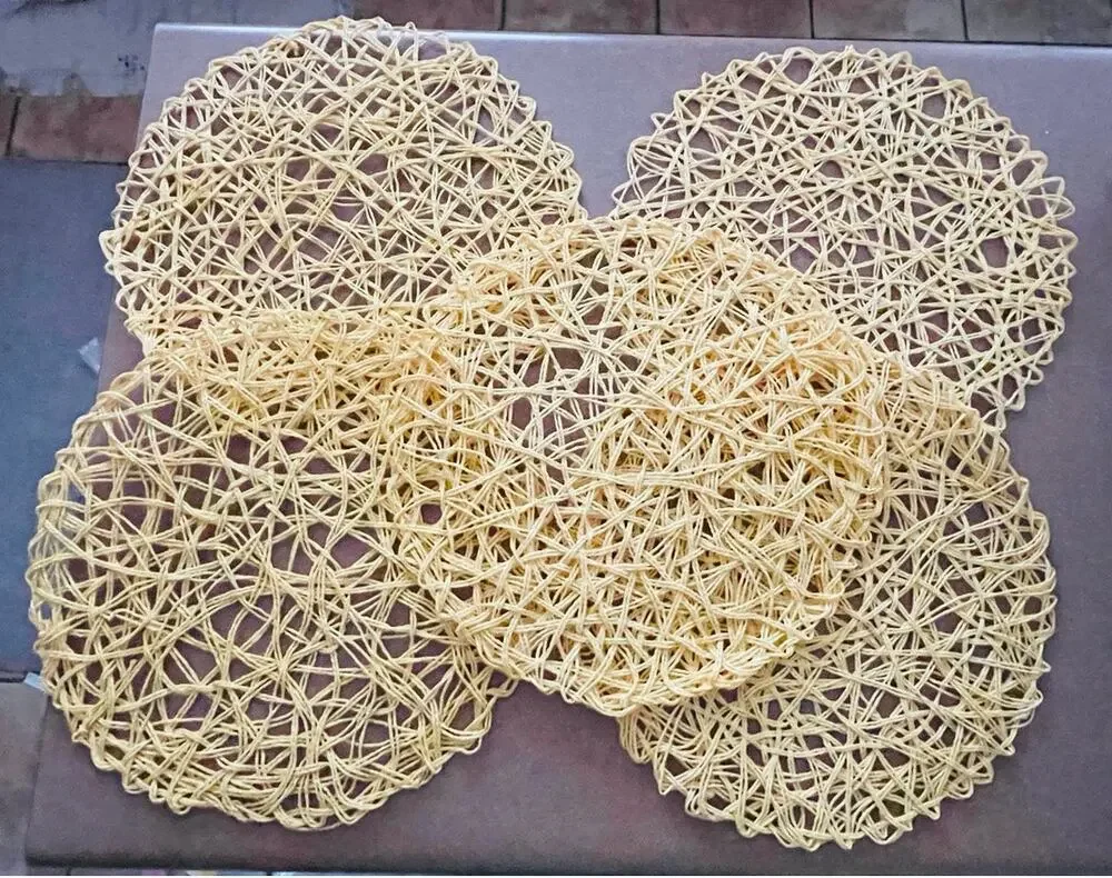 Set of 5 Round Woven Rattan Wicker Placemats 15